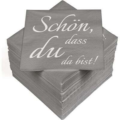 Heku 100 servetten met motief, 3-lg, 33x33cm, mooi dat je er bent (Duits) Heku 100 servetten met motief, 3-lg, 33x33cm, mooi dat je er bent (Duits)