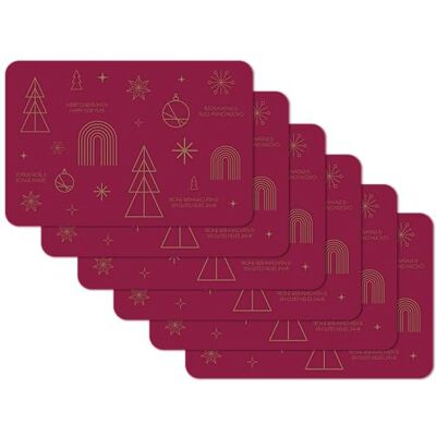 Venilia Placemat Happy Holidays, Kerstmis tafelbescherming, afwasbaar, vuil- en waterafstotend, geschikt voor levensmiddelen, bordeaux, set van 6, 45 cm x 30 cm, Venilia Placemat Happy Holidays, Kerstmis tafelbescherming, afwasbaar, vuil- en waterafstotend, geschikt voor levensmiddelen, bordeaux, set van 6, 45 cm x 30 cm,