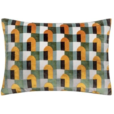 Paoletti Keela Kussenhoes van fluweel met geometrische snit Paoletti Keela Kussenhoes van fluweel met geometrische snit