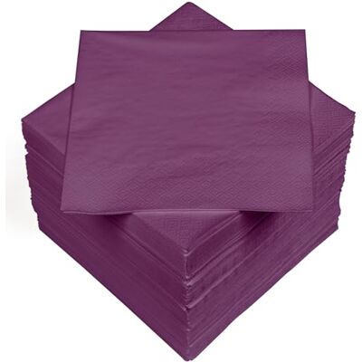 Heku 100 effen servetten, 3-laags, 33 x 33 cm, uniforme kwaliteit voor evenementen en horeca, praktische verpakking van 5 stuks, zeer absorberend en stijlvol, paars Heku 100 effen servetten, 3-laags, 33 x 33 cm, uniforme kwaliteit voor evenementen en horeca, praktische verpakking van 5 stuks, zeer absorberend en stijlvol, paars