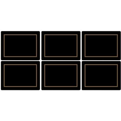 Pimpernel Portmeirion Home & Gifts Klassieke zwarte placemats, set van 6,30,5 x 23 cm Pimpernel Portmeirion Home & Gifts Klassieke zwarte placemats, set van 6,30,5 x 23 cm