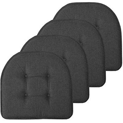 Sweet Home Collection Stoelkussen traagschuim pads getufte slip antislip rubberen rug U-vormige 43 cm x 40 cm stoelhoes, 4 stuks (Pack van 1), houtskoolgrijs Sweet Home Collection Stoelkussen traagschuim pads getufte slip antislip rubberen rug U-vormige 43 cm x 40 cm stoelhoes, 4 stuks (Pack van 1), houtskoolgrijs