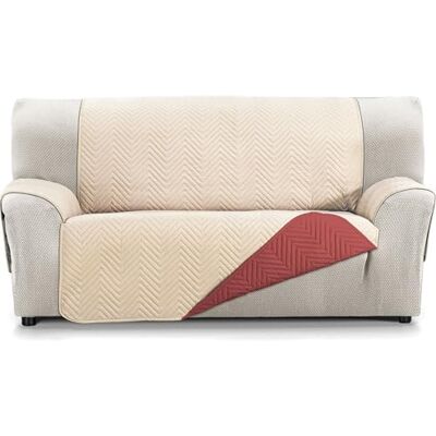 ECOMMERC3 Bankhoes voor 3-zits, extra zacht, verstelbare bankovertrek met bekleding, beige/rood, omkeerbaar ECOMMERC3 Bankhoes voor 3-zits, extra zacht, verstelbare bankovertrek met bekleding, beige/rood, omkeerbaar