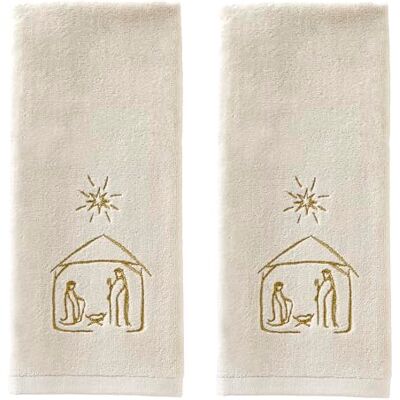 SKL Home Religieus/Kerstmis Geboorte Handdoek 2st Set voor Bad/Keuken & Gift, Natuurlijke SKL Home Religieus/Kerstmis Geboorte Handdoek 2st Set voor Bad/Keuken & Gift, Natuurlijke