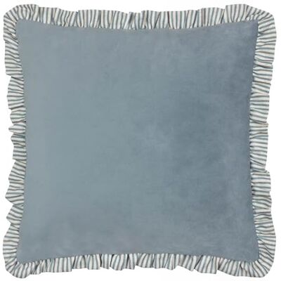 furn. Wylder Solene Ruffle Mat Fluwelen Kussenhoes Blauw 45x45cm furn. Wylder Solene Ruffle Mat Fluwelen Kussenhoes Blauw 45x45cm