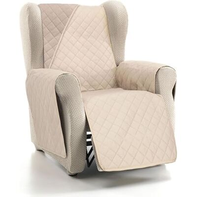 ECOMMERC3 Bankhoes voor 1-zits, super verstelbaar, voor 1-zitsbank/relax, omkeerbaar, beige/leer, gevoerd en extra zacht, 100% Made in Spain ECOMMERC3 Bankhoes voor 1-zits, super verstelbaar, voor 1-zitsbank/relax, omkeerbaar, beige/leer, gevoerd en extra zacht, 100% Made in Spain