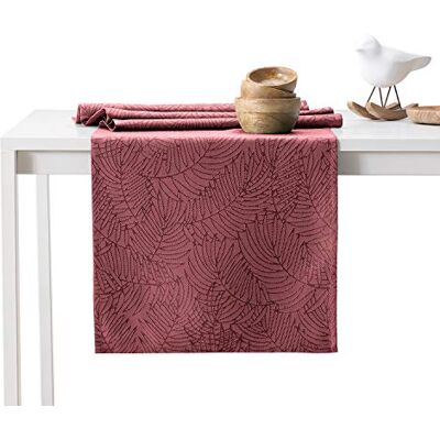 AmeliaHome Gaia Roze Tafelkleed - Vegetair patroon, 30x100cm, Polyester AmeliaHome Gaia Roze Tafelkleed - Vegetair patroon, 30x100cm, Polyester