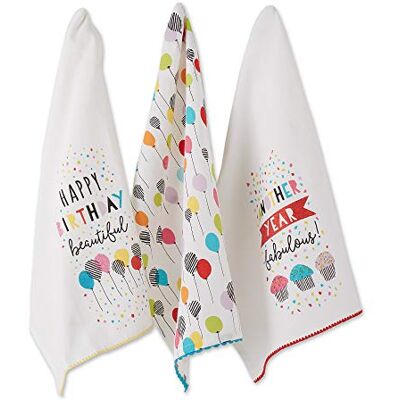 DII Keuken, Katoen, Gelukkige Verjaardag, Vaatdoek Set DII Keuken, Katoen, Gelukkige Verjaardag, Vaatdoek Set