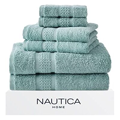 Nautica Set van 6 badhanddoeken absorberend en lichtecht van katoen Fashion Badkamer Decor (Oceane Turquoise, 6 stuks) Nautica Set van 6 badhanddoeken absorberend en lichtecht van katoen Fashion Badkamer Decor (Oceane Turquoise, 6 stuks)