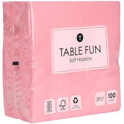 Talking Tables 100 x papieren servetten, zachtroze, los verpakt, wegwerpservetten voor verjaardagsfeesten, Kerstmis, catering, bruiloften, servies, recyclebaar, gemaakt in de EU, 2-laags, 33 cm Talking Tables 100 x papieren servetten, zachtroze, los verpakt, wegwerpservetten voor verjaardagsfeesten, Kerstmis, catering, bruiloften, servies, recyclebaar, gemaakt in de EU, 2-laags, 33 cm