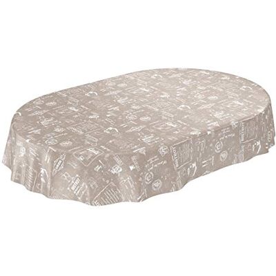 ANRO wasdoek tafelkleed wasdoek wastafelkleed afwasbaar beige modern Retro Indutrie Cafe ovaal 180 x 140cm, 140 x 180cm ANRO wasdoek tafelkleed wasdoek wastafelkleed afwasbaar beige modern Retro Indutrie Cafe ovaal 180 x 140cm, 140 x 180cm