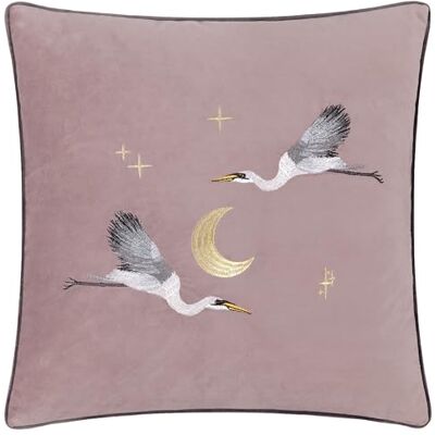 Paoletti Moonlit Flight Geborduurd Fluwelen Veer Rijk Kussen Dusty Pink 45x45cm Paoletti Moonlit Flight Geborduurd Fluwelen Veer Rijk Kussen Dusty Pink 45x45cm