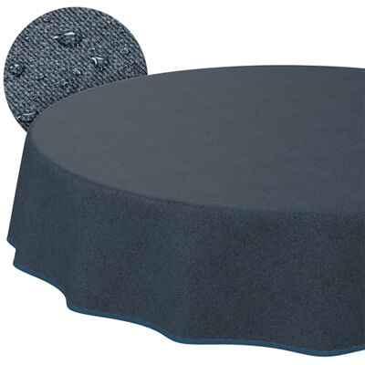 ANRO Tafelkleed Afwasbaar Donkerblauw Linnenoptiek Rond 120 cm – Tuintafelkleed Indoor Outdoor Waterafstotend Vuilafstotend Onderhoudsvriendelijk met Zoom ANRO Tafelkleed Afwasbaar Donkerblauw Linnenoptiek Rond 120 cm – Tuintafelkleed Indoor Outdoor Waterafstotend Vuilafstotend Onderhoudsvriendelijk met Zoom