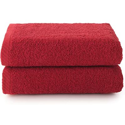 Top Towel Plus grote badhanddoeken 2 handdoeken of wastafels, 50 x 100 cm, 100% katoen, granaatrood Top Towel Plus grote badhanddoeken 2 handdoeken of wastafels, 50 x 100 cm, 100% katoen, granaatrood