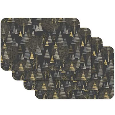 Venilia Placemat Golden Bomen, placemat voor eetkamer, onderzetters, kersttafeldecoratie, kerstplacemats, afwasbaar, geschikt voor levensmiddelen, 45 x 30 cm, 4 stuks, 59129 Venilia Placemat Golden Bomen, placemat voor eetkamer, onderzetters, kersttafeldecoratie, kerstplacemats, afwasbaar, geschikt voor levensmiddelen, 45 x 30 cm, 4 stuks, 59129