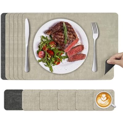 KitchenBoss onderzetters Afwasbare placemats, 6-delige set onderzetters Afwasbaar Dubbelzijdige placemat voor eettafels en bureaus 43x30cm KitchenBoss onderzetters Afwasbare placemats, 6-delige set onderzetters Afwasbaar Dubbelzijdige placemat voor eettafels en bureaus 43x30cm