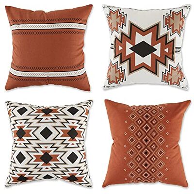 DII Sierkussenhoes Collectie Decoratief Vierkant, 18x18, Klei Diverse Azteekse Print Diverse 4 Stuk DII Sierkussenhoes Collectie Decoratief Vierkant, 18x18, Klei Diverse Azteekse Print Diverse 4 Stuk