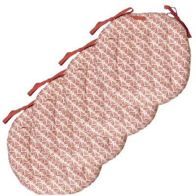 Atout Ciel Set van 4 ronde stoelkussens tweekleurig D 40 cm terracotta bedrukt/effen Atout Ciel Set van 4 ronde stoelkussens tweekleurig D 40 cm terracotta bedrukt/effen