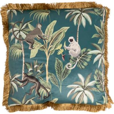 Kare Design Jungle Fever, meerkleurig, 55 x 55 cm, afneembare overtrek met ritssluiting, motief jungle, met franjesranden, sierkussen inclusief vulling, sierkussen, bankkussen Kare Design Jungle Fever, meerkleurig, 55 x 55 cm, afneembare overtrek met ritssluiting, motief jungle, met franjesranden, sierkussen inclusief vulling, sierkussen, bankkussen