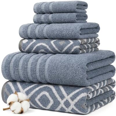 Modern Threads Amrapur Pacific Coast Textiles 6 stuks garen geverfde handdoek Oxford blauw, 6-delig Modern Threads Amrapur Pacific Coast Textiles 6 stuks garen geverfde handdoek Oxford blauw, 6-delig