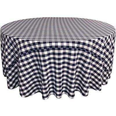 LA Linen Poly Geruit Rond Tafelkleed, 300 cm, marineblauw/wit LA Linen Poly Geruit Rond Tafelkleed, 300 cm, marineblauw/wit