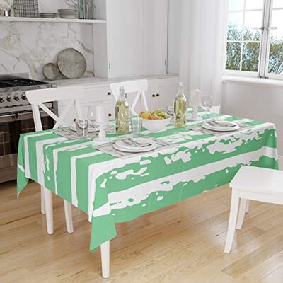 Bonamaison Tafelkleed, Anti-Mold, Sneldrogend, Waterdicht, 100% Polyester Tafellaken, Petroleum Groen, Wit, 140 x 160 Cm Ontworpen en Vervaardigd in Turkije Bonamaison Tafelkleed, Anti-Mold, Sneldrogend, Waterdicht, 100% Polyester Tafellaken, Petroleum Groen, Wit, 140 x 160 Cm Ontworpen en Vervaardigd in Turkije