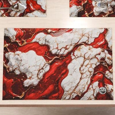 PETTI Artigiani Italiani MarbLELIZED Amerikaanse placemats, wasbaar, stoffen placemat met rood marmereffect, set van 2 (30 x 45 cm) elegant, ideaal voor ontbijt, lunch en diner, cadeau-idee, 100% Made in Italy PETTI Artigiani Italiani MarbLELIZED Amerikaanse placemats, wasbaar, stoffen placemat met rood marmereffect, set van 2 (30 x 45 cm) elegant, ideaal voor ontbijt, lunch en diner, cadeau-idee, 100% Made in Italy