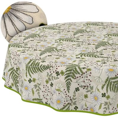 ANRO Afwasbaar tafelzeil, lotuseffect, onderhoudsvriendelijk, van katoen, polyester, vuilafstotend, voor buiten, tuintafelkleed, kamille, bladeren, rond, 140 cm, met biesband ANRO Afwasbaar tafelzeil, lotuseffect, onderhoudsvriendelijk, van katoen, polyester, vuilafstotend, voor buiten, tuintafelkleed, kamille, bladeren, rond, 140 cm, met biesband