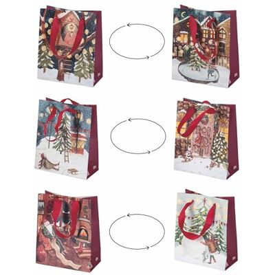 Tivoli Kerstcadeauzakjes van papier, 16 x 8 x 19 cm, XMas Vintage, 24 stuks Tivoli Kerstcadeauzakjes van papier, 16 x 8 x 19 cm, XMas Vintage, 24 stuks
