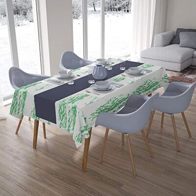 Bonamaison Tafelkleed, Anti-Mold, Sneldrogend, Waterdicht, 100% Polyester Tafellaken, Petroleum Groen, Wit, 140 x 200 Cm Ontworpen en Vervaardigd in Turkije Bonamaison Tafelkleed, Anti-Mold, Sneldrogend, Waterdicht, 100% Polyester Tafellaken, Petroleum Groen, Wit, 140 x 200 Cm Ontworpen en Vervaardigd in Turkije