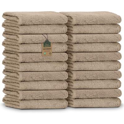 NatureMark – Gastendoekjes, 20 stuks (30x50 cm), 100% katoen, OEKO-TEX gecertificeerd, zacht, absorberend en gemakkelijk te onderhouden – Voor badkamer, gasten en spa Beige/Zand NatureMark – Gastendoekjes, 20 stuks (30x50 cm), 100% katoen, OEKO-TEX gecertificeerd, zacht, absorberend en gemakkelijk te onderhouden – Voor badkamer, gasten en spa Beige/Zand