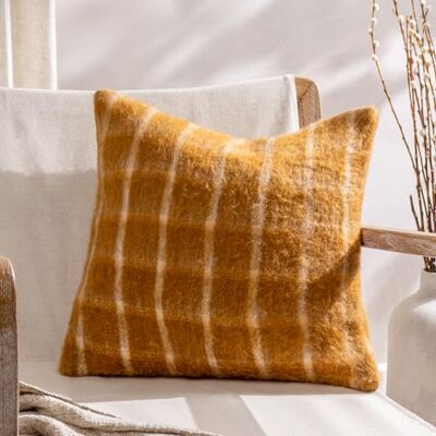 Yard Duizendblad Check Faux Mohair Veer Rijk gevuld Kussen Yard Duizendblad Check Faux Mohair Veer Rijk gevuld Kussen