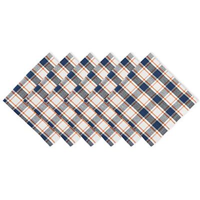 DII Herfst boerderij plaid, katoen, blauw en oranje, 20" x 20" (Set van 6) DII Herfst boerderij plaid, katoen, blauw en oranje, 20" x 20" (Set van 6)