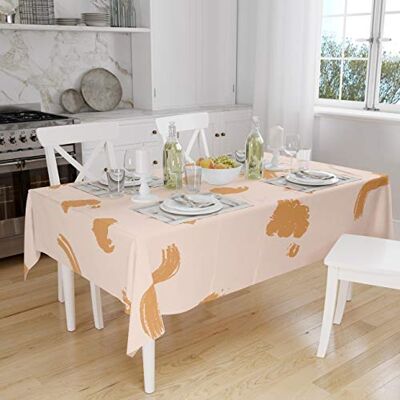 Bonamaison Tafelkleed, Anti-Mold, Sneldrogend, Waterdicht, 100% Polyester Tafellaken, Oranje, gebroken wit, 140 x 160 Cm Ontworpen en Vervaardigd in Turkije Bonamaison Tafelkleed, Anti-Mold, Sneldrogend, Waterdicht, 100% Polyester Tafellaken, Oranje, gebroken wit, 140 x 160 Cm Ontworpen en Vervaardigd in Turkije