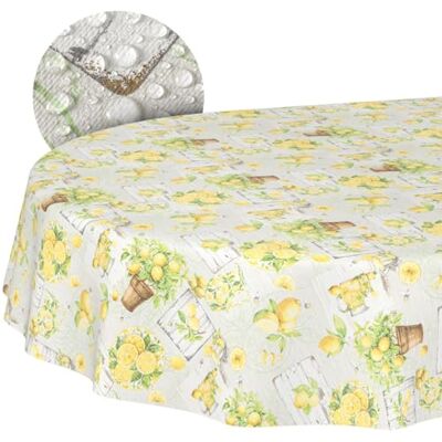 ANRO Wasdoek tafelkleed, afwasbaar, onderhoudsvriendelijk, waterafstotend, lotuseffect, voor buiten, citroen, tuintafelkleed, citroenen, ovaal, 180 x 140 cm, snijrand ANRO Wasdoek tafelkleed, afwasbaar, onderhoudsvriendelijk, waterafstotend, lotuseffect, voor buiten, citroen, tuintafelkleed, citroenen, ovaal, 180 x 140 cm, snijrand