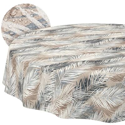 ANRO Afwasbaar tafelkleed, bladeren, grijs-beige, rond, 120 cm, voor binnen en buiten, lotuseffect, snijrand, rond ANRO Afwasbaar tafelkleed, bladeren, grijs-beige, rond, 120 cm, voor binnen en buiten, lotuseffect, snijrand, rond