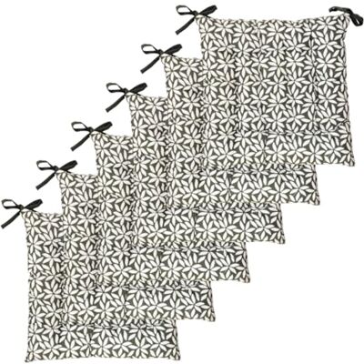 Atout Ciel Set van 6 vierkante stoelkussens, tweekleurig, 40 x 40 cm, kaki, bedrukt/effen Atout Ciel Set van 6 vierkante stoelkussens, tweekleurig, 40 x 40 cm, kaki, bedrukt/effen
