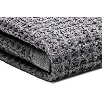 SUTERA Silverthread Wafelbadhanddoek Californische gesponnen superieur Supima katoen, sneldrogend, ultrazacht, lichtgewicht en absorberend grijs, wafelgeweven ontwerp luxe badhanddoek (bad) SUTERA Silverthread Wafelbadhanddoek Californische gesponnen superieur Supima katoen, sneldrogend, ultrazacht, lichtgewicht en absorberend grijs, wafelgeweven ontwerp luxe badhanddoek (bad)
