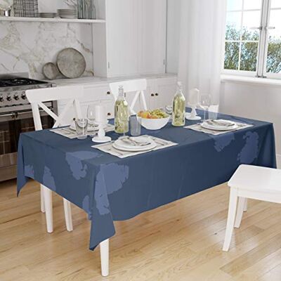 Bonamaison Tafelkleed, Anti-Mold, Sneldrogend, Waterdicht, 100% Polyester Tafellaken, Blauw, 140 x 160 Cm Ontworpen en Vervaardigd in Turkije Bonamaison Tafelkleed, Anti-Mold, Sneldrogend, Waterdicht, 100% Polyester Tafellaken, Blauw, 140 x 160 Cm Ontworpen en Vervaardigd in Turkije