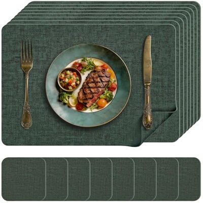 KitchenBoss Wasbare placemats en onderzetters, set van 4 wasbare placemats Voor gebruik in keukens, eetkamers en kantoren, groen, 43x30 cm KitchenBoss Wasbare placemats en onderzetters, set van 4 wasbare placemats Voor gebruik in keukens, eetkamers en kantoren, groen, 43x30 cm