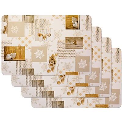 Venilia Placemat voor eetkamer Snow Love, set van 4, afwasbaar polypropyleen, geschikt voor levensmiddelen, 45 x 30 cm, 4 stuks, 59067 Venilia Placemat voor eetkamer Snow Love, set van 4, afwasbaar polypropyleen, geschikt voor levensmiddelen, 45 x 30 cm, 4 stuks, 59067