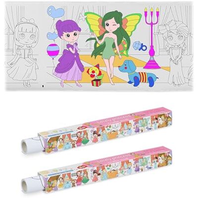 Relaxdays kleurplaat tafelkleed set van 2, prinses, 3 m, zelfklevend, papier, wit Relaxdays kleurplaat tafelkleed set van 2, prinses, 3 m, zelfklevend, papier, wit