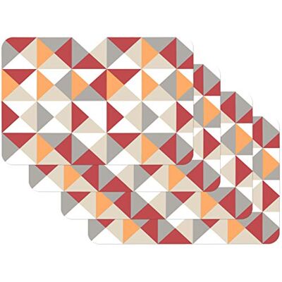 Venilia Placemat placemat voor eetkamer driehoek oranje rood grijs driehoek vintage patroon, set van 4 afwasbaar polypropyleen, geschikt voor levensmiddelen, 45 x 30 cm, 4 stuks, 59045 Venilia Placemat placemat voor eetkamer driehoek oranje rood grijs driehoek vintage patroon, set van 4 afwasbaar polypropyleen, geschikt voor levensmiddelen, 45 x 30 cm, 4 stuks, 59045