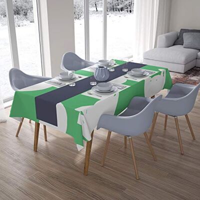 Bonamaison Tafelkleed, Anti-Mold, Sneldrogend, Waterdicht, 100% Polyester Tafellaken, Petroleum Groen, Wit, 140 x 200 Cm Ontworpen en Vervaardigd in Turkije Bonamaison Tafelkleed, Anti-Mold, Sneldrogend, Waterdicht, 100% Polyester Tafellaken, Petroleum Groen, Wit, 140 x 200 Cm Ontworpen en Vervaardigd in Turkije
