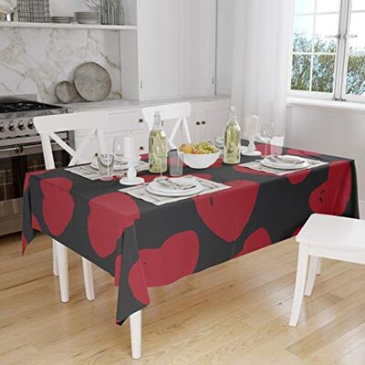 Bonamaison Tafelkleed, Anti-Mold, Sneldrogend, Waterdicht, 100% Polyester Tafellaken, rood Zwart, 140 x 160 Cm Ontworpen en Vervaardigd in Turkije Bonamaison Tafelkleed, Anti-Mold, Sneldrogend, Waterdicht, 100% Polyester Tafellaken, rood Zwart, 140 x 160 Cm Ontworpen en Vervaardigd in Turkije