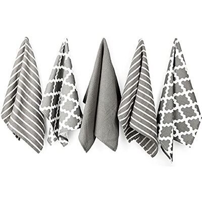 Penguin Home ® Katoen Theedoek 5-Delig Set, 65 cm Lengte x 45 cm Breedte, Grijs Penguin Home ® Katoen Theedoek 5-Delig Set, 65 cm Lengte x 45 cm Breedte, Grijs