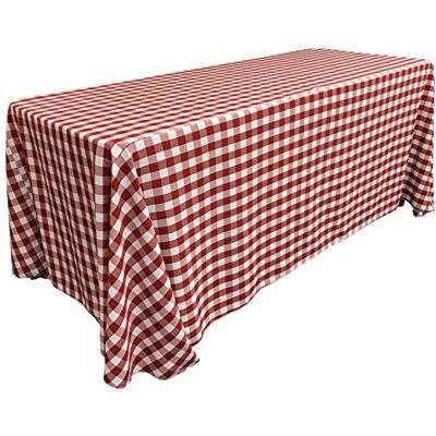 LA Linen Poly Geruit Rechthoekig Tafellaken, 90 bij 132-Inch, Rood/Wit LA Linen Poly Geruit Rechthoekig Tafellaken, 90 bij 132-Inch, Rood/Wit