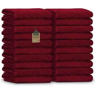 NatureMark Gastendoeken – Set van 20 (30x50 cm), 100% Katoen, OEKO-TEX Gecertificeerd, Zacht, Absorberend en Makkelijk te Onderhouden – Voor Badkamer, Gasten & Spa – Bordeauxrood NatureMark Gastendoeken – Set van 20 (30x50 cm), 100% Katoen, OEKO-TEX Gecertificeerd, Zacht, Absorberend en Makkelijk te Onderhouden – Voor Badkamer, Gasten & Spa – Bordeauxrood