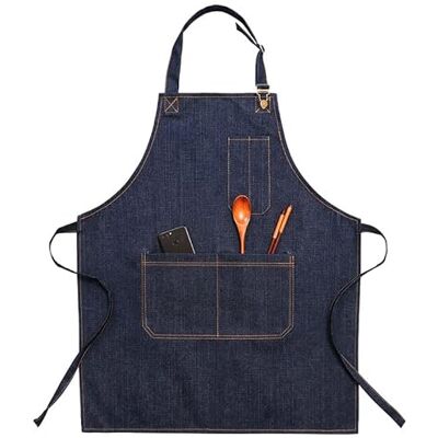 DDJYP Chef Denim schort, Work Smock Jean-schort, kookschort voor mannen en vrouwen, met verstelbare bandjes en grote zakken voor salon, kapper, kapper, barbecue, grill, blauw, medium DDJYP Chef Denim schort, Work Smock Jean-schort, kookschort voor mannen en vrouwen, met verstelbare bandjes en grote zakken voor salon, kapper, kapper, barbecue, grill, blauw, medium