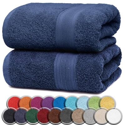 NatureMark Set van 2 Saunahanddoeken, Premium Kwaliteit, 80 x 200 cm, 100% Katoen, Navy NatureMark Set van 2 Saunahanddoeken, Premium Kwaliteit, 80 x 200 cm, 100% Katoen, Navy